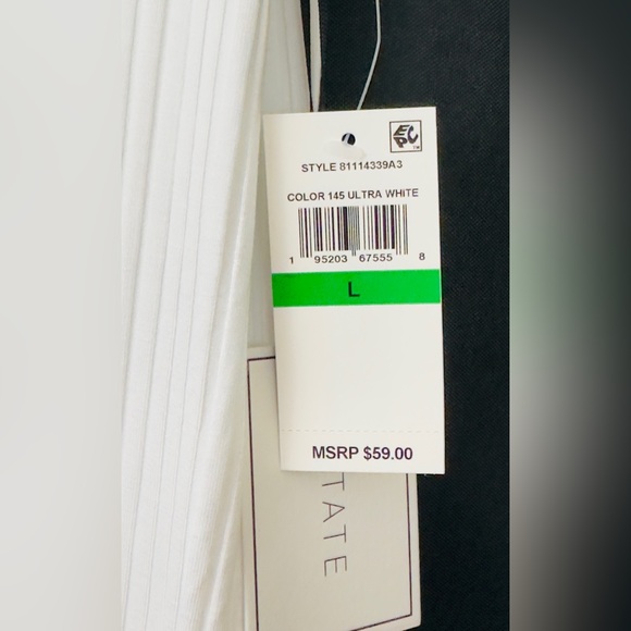 1. State - Ultra White Ribbed Scoop Neck Thong Bodysuit Large   New with… - Picture 4 of 8